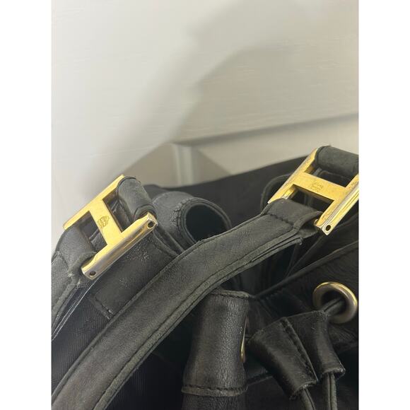 Vintage MCM Bag Black Nylon with Leather Trim Visetos Drawstring Bucket Bag - Picture 4 of 15